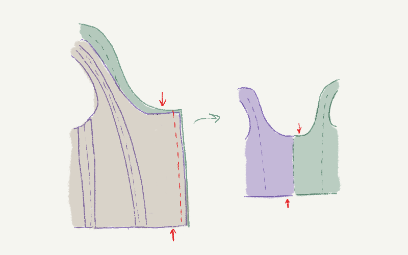 Sew down center front