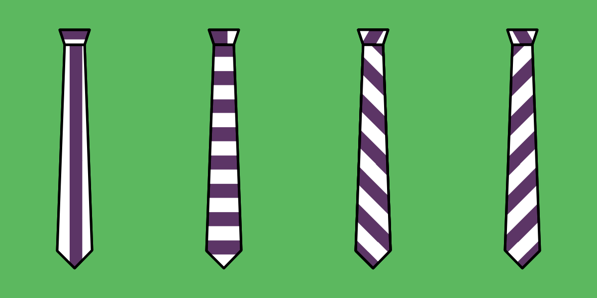 One fabric, different grains, different ties. Don't worry about rules, make
what you like